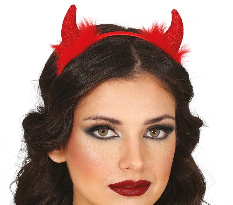 RED DEMON HEADBAND WITH FEATHER