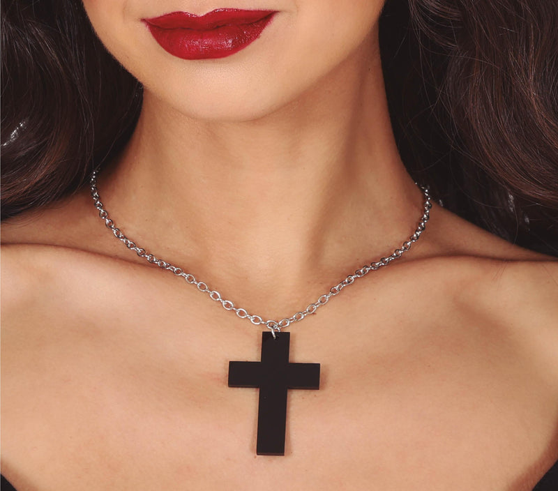BLACK CROSS NECKLACE 6 CMS