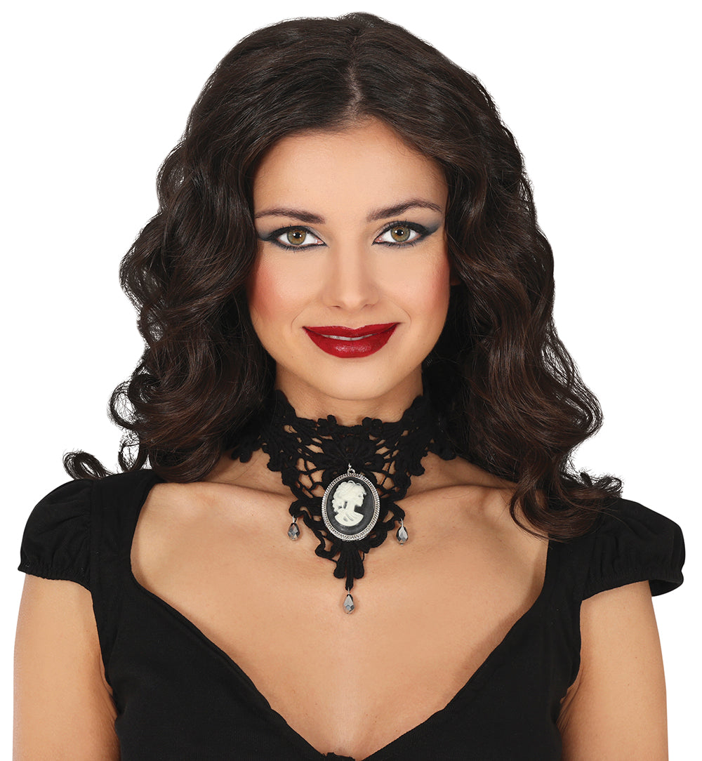 EMBROIDERED CHOKER WITH BUST MEDALLION