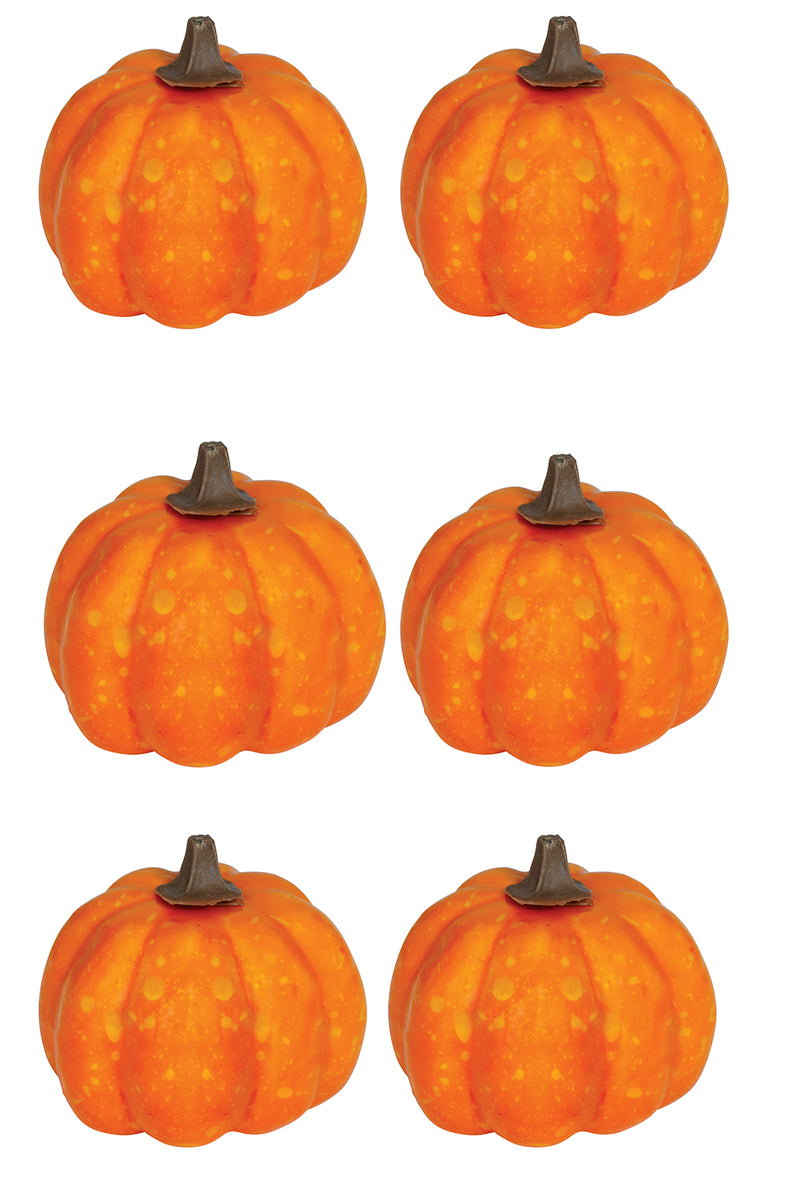 SET OF 6 LACQUERED ORANGE PUMPKINS, FOAM, 3.5 CM
