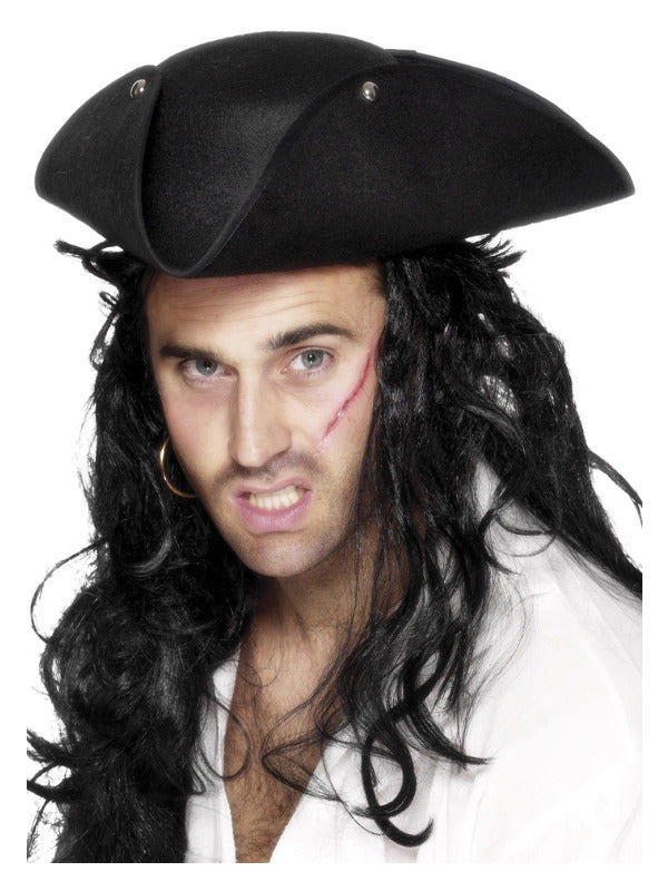 Pirate Tricorn Hat, Black - 2