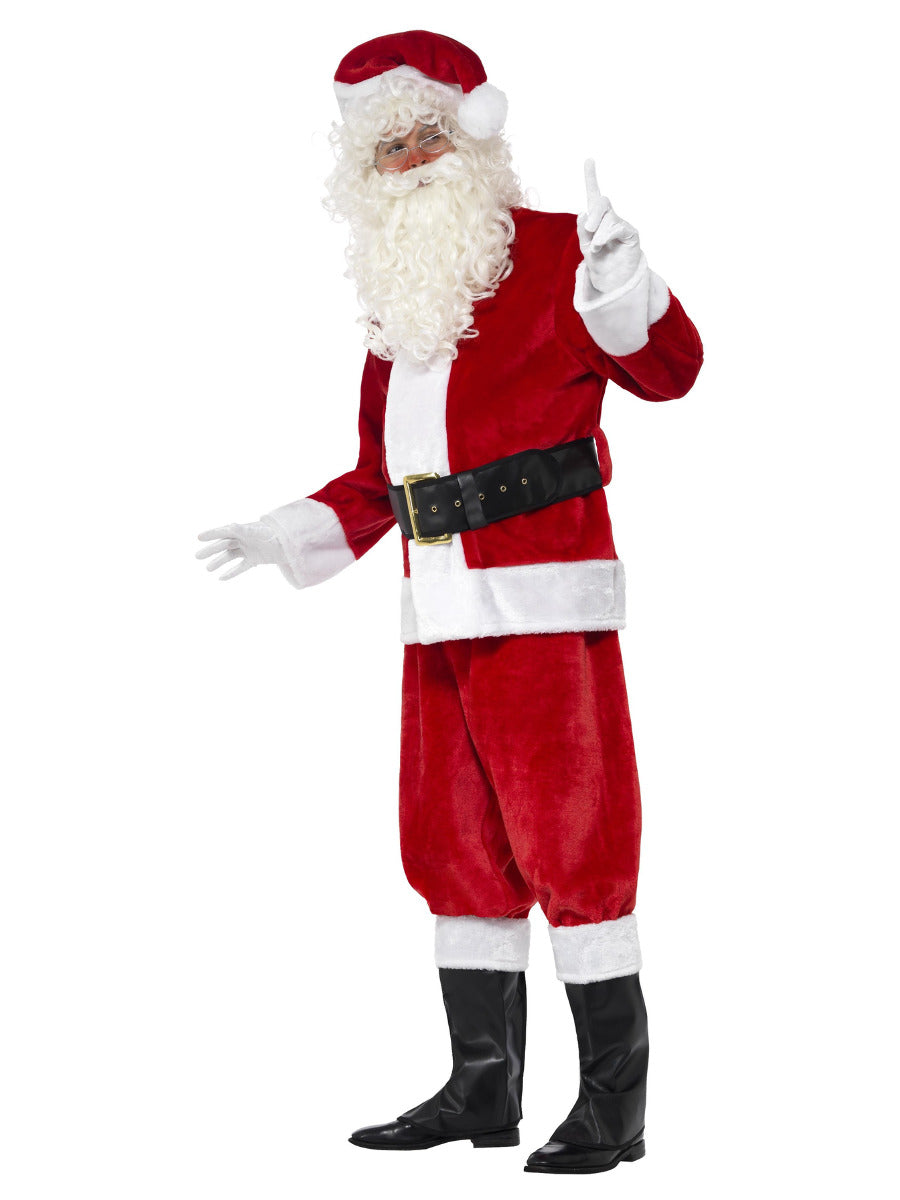 Deluxe Santa Costume & Hat, Red - 4