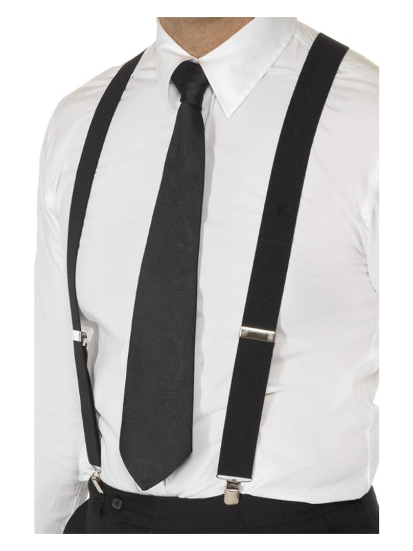 Black Elasticated Braces, Black - 2