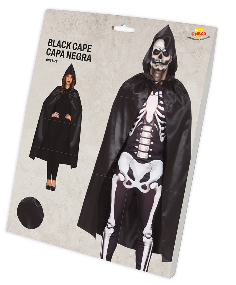 BLACK CAPE WITH HOOD 120 CMS