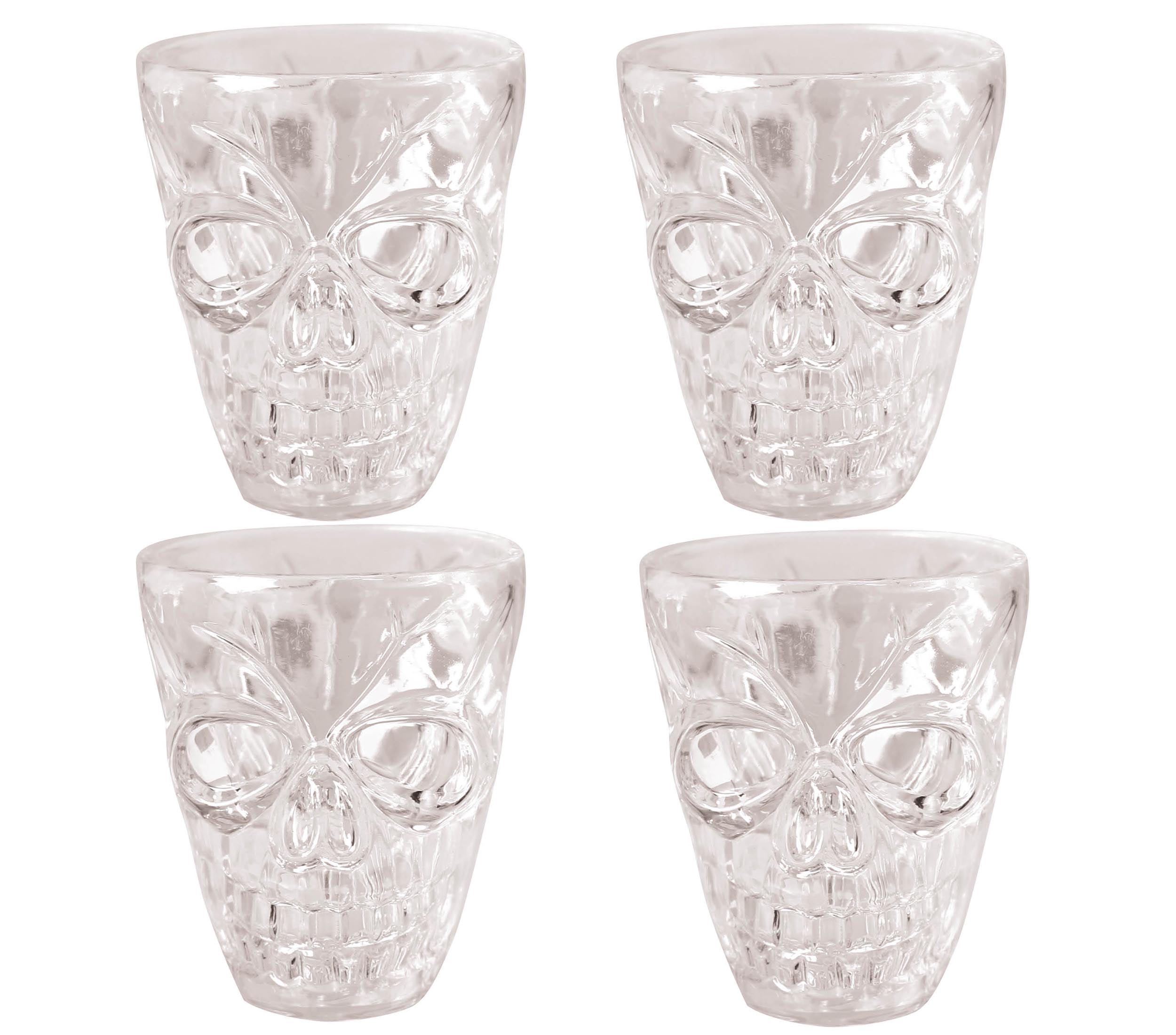 BLISTER 4 SHOT GLASSES SKULL 5.5 CM