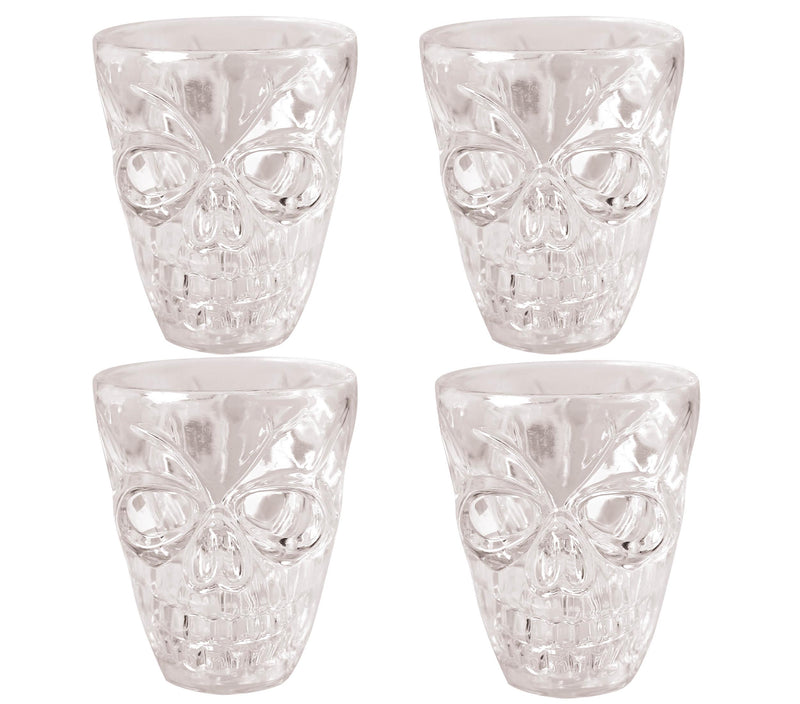 BLISTER 4 SHOT GLASSES SKULL 5.5 CM