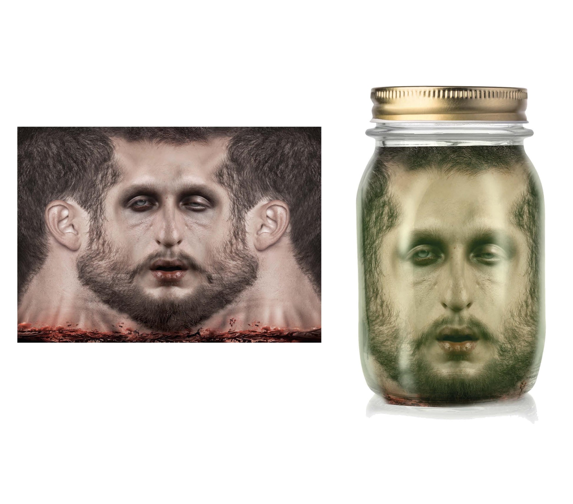 JAR WITH DECO. EMBALMED HEAD, 18X18X27 CM