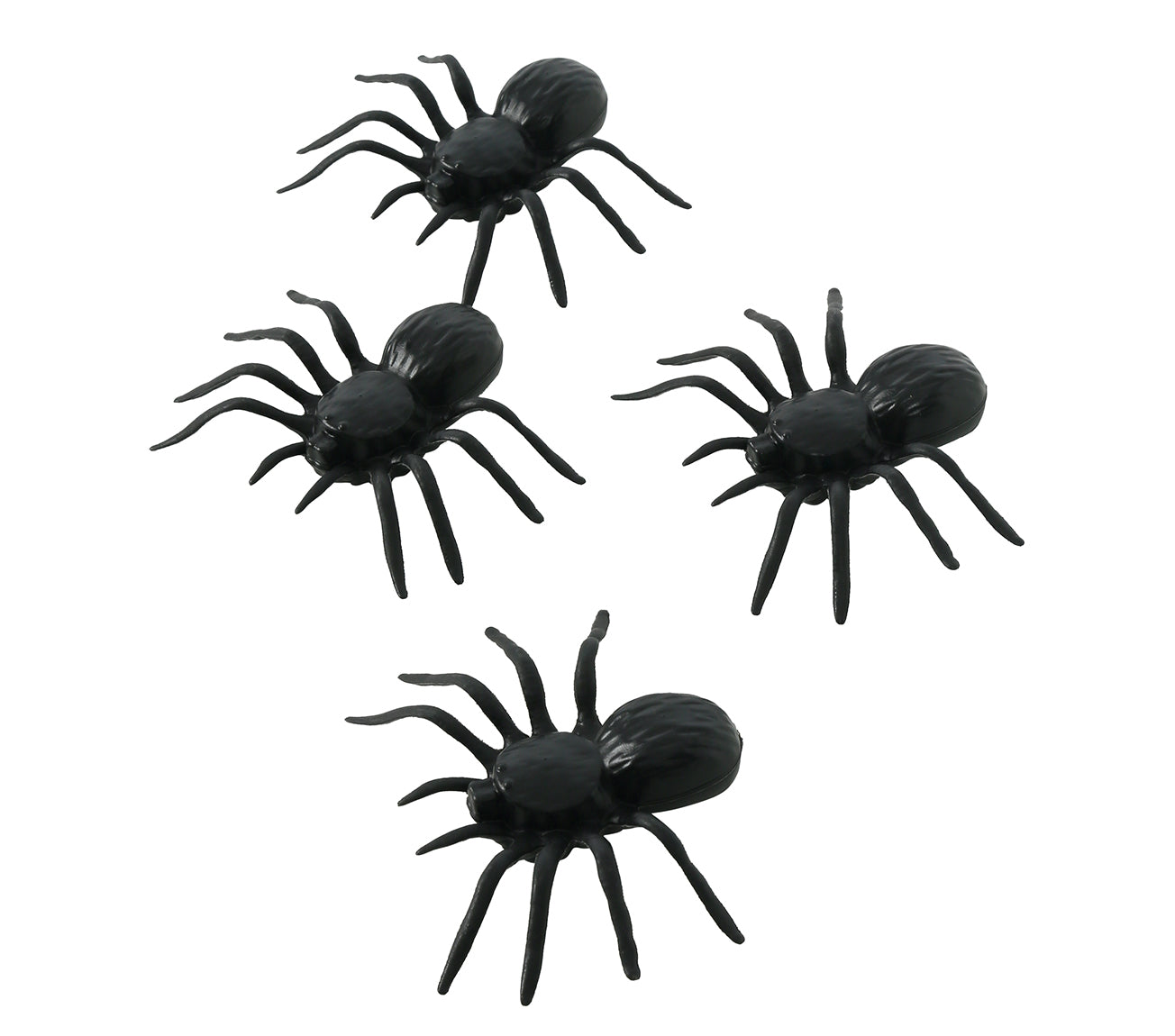 4 PLASTIC SPIDERS 10 CMS