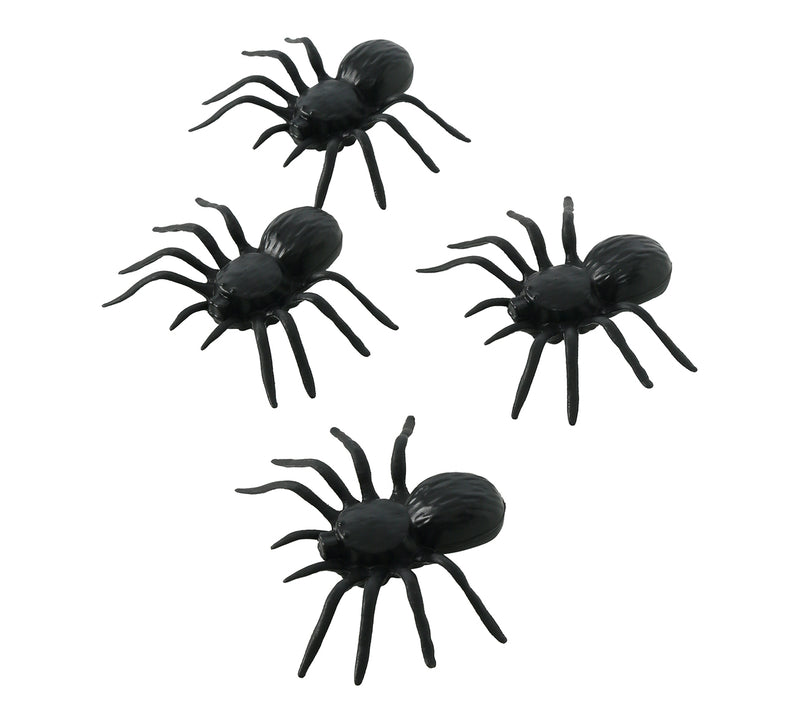 4 PLASTIC SPIDERS 10 CMS