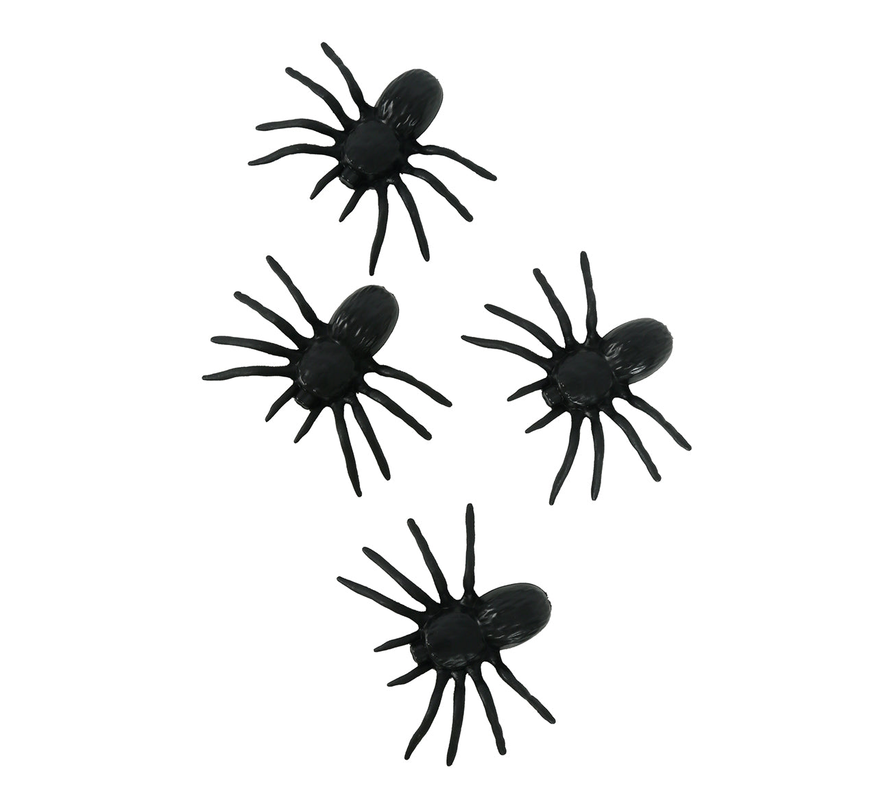 4 PLASTIC SPIDERS 10 CMS