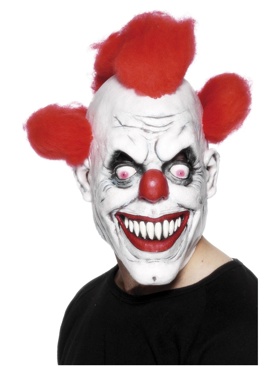 Clown 3/4 Latex Mask, Red & White - 1