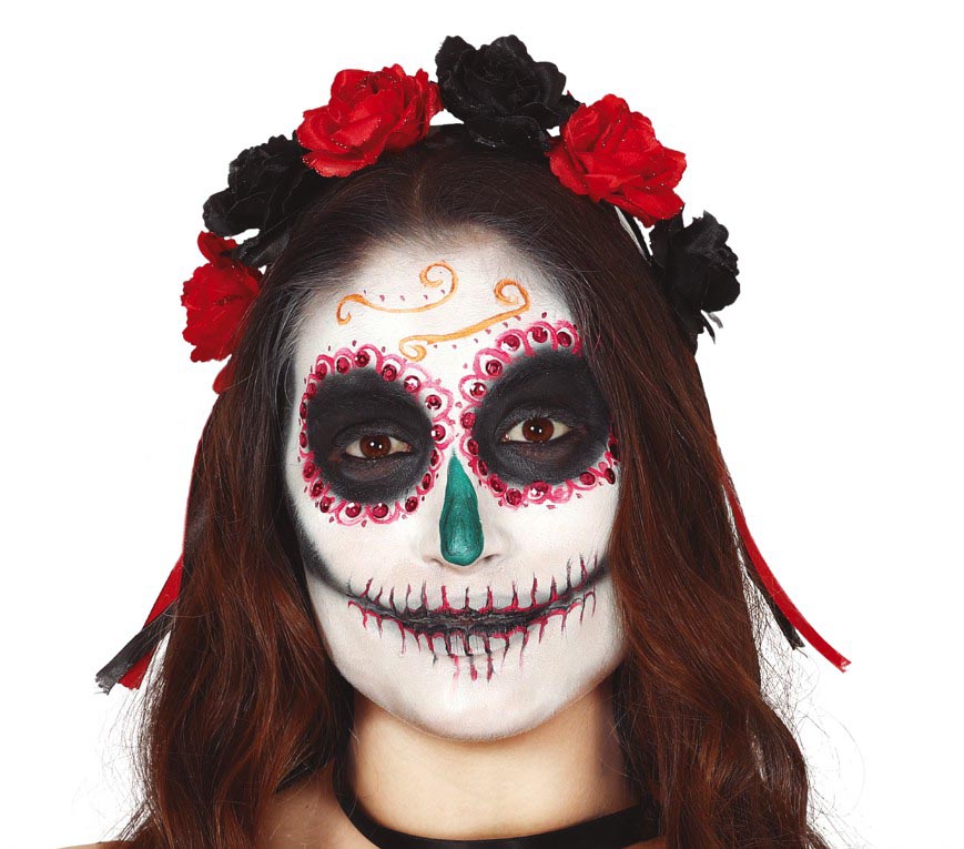 RED/BLACK FLOWERS TIARA