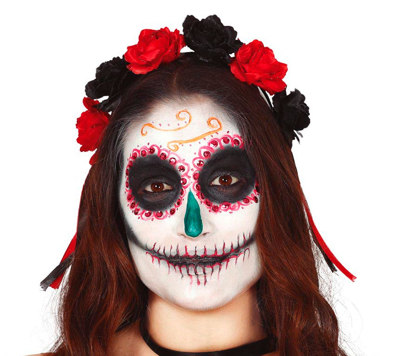 RED/BLACK FLOWERS TIARA