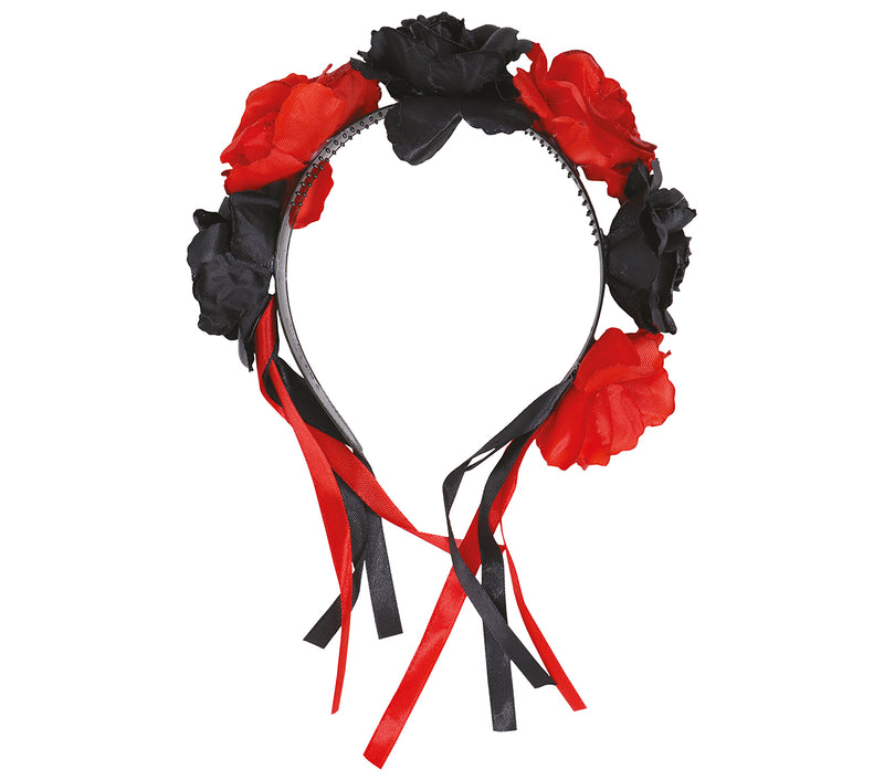 RED/BLACK FLOWERS TIARA
