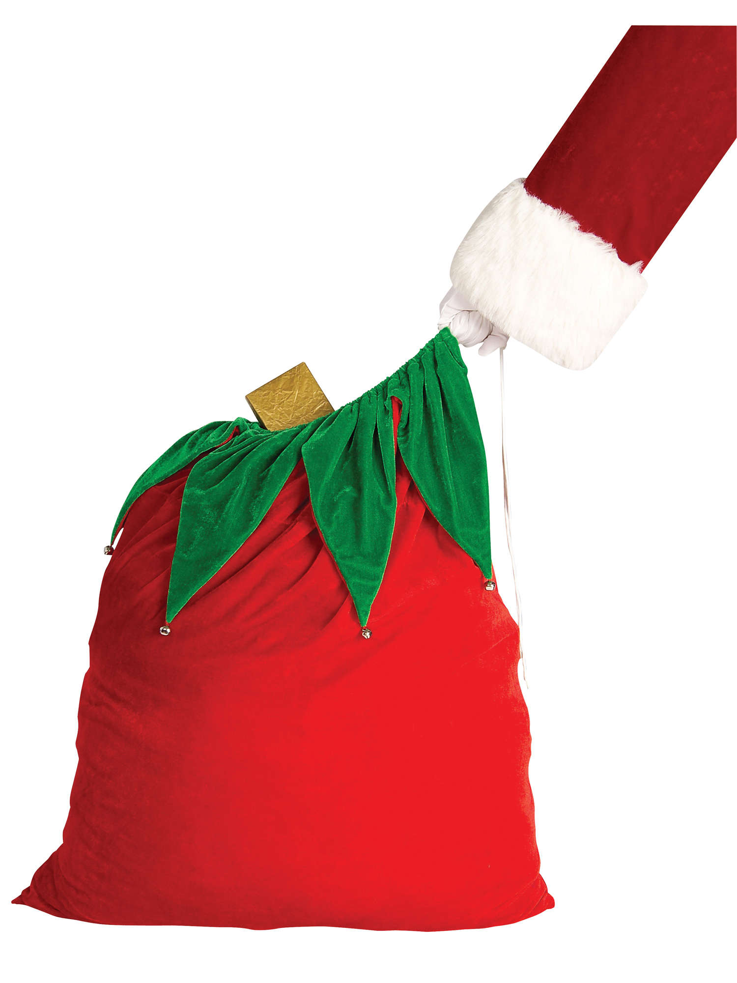 Velvet Santa Bag With Bells