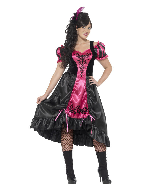 Curves Sassy Saloon Costume, Pink - 2