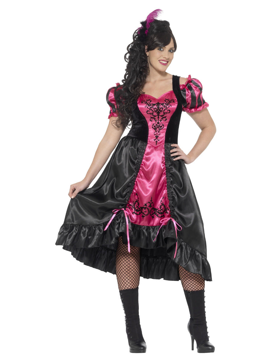 Curves Sassy Saloon Costume, Pink - 1