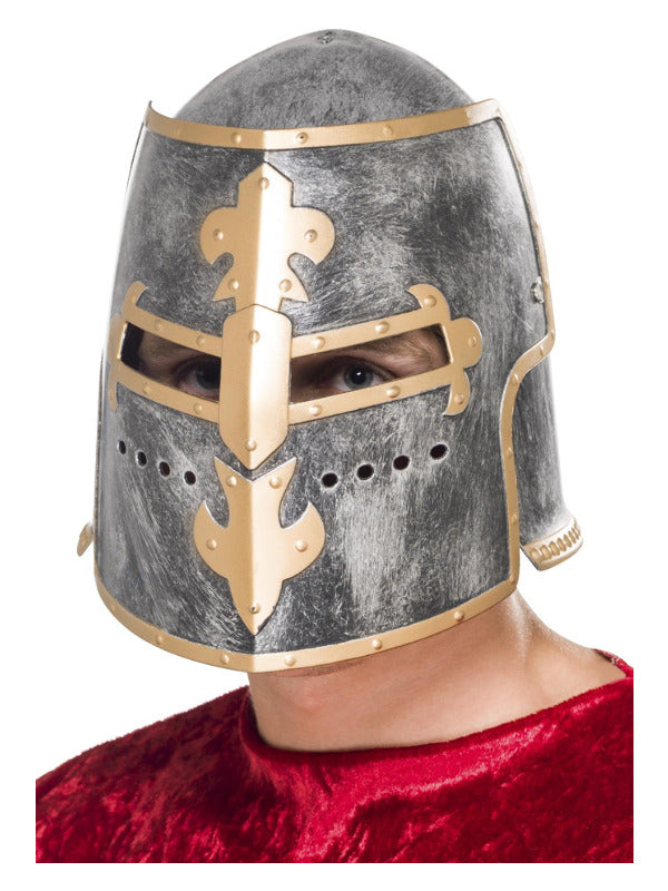 Medieval Crusader Helmet, Silver - 2