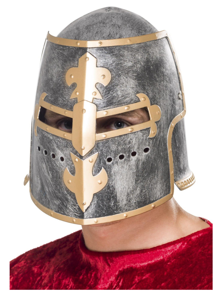 Medieval Crusader Helmet, Silver - 1