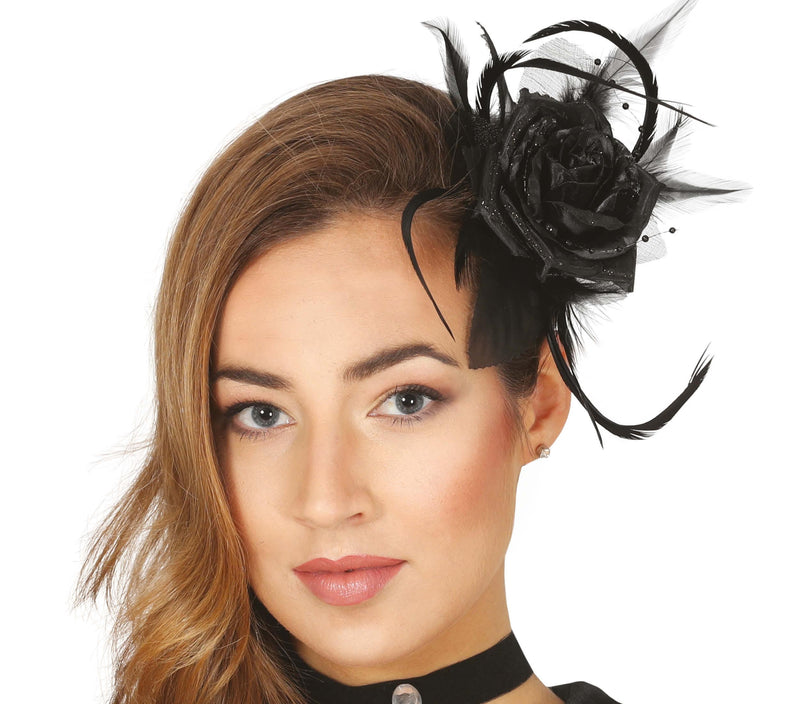 BLACK FLOWER HAIRCLIP