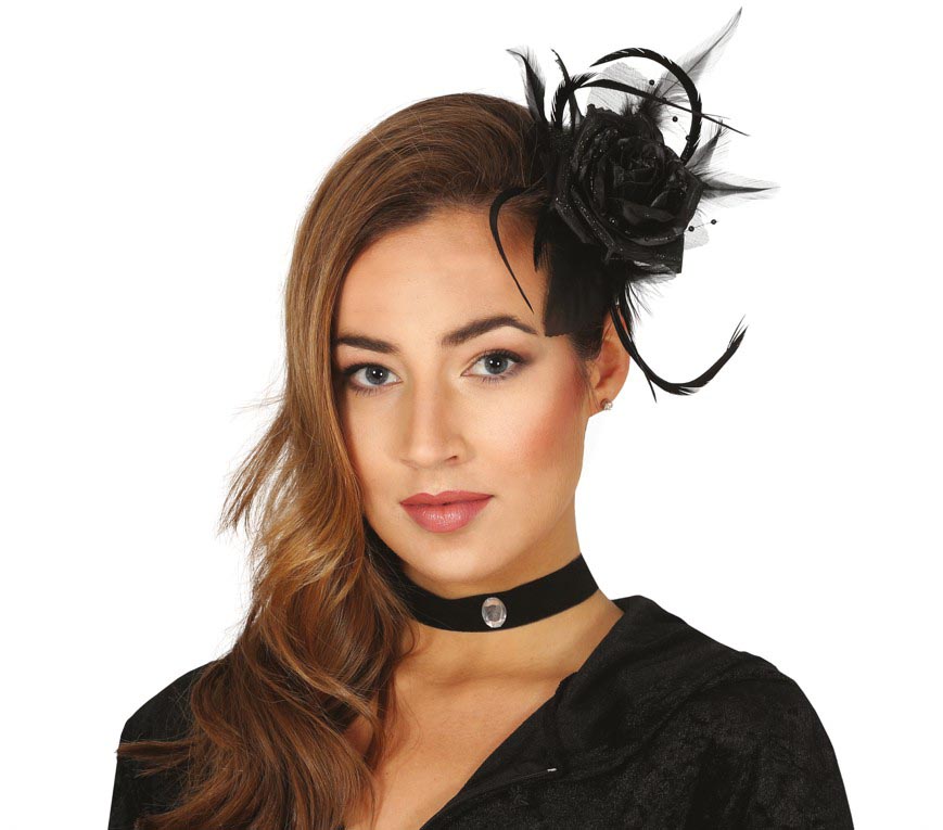 BLACK FLOWER HAIRCLIP
