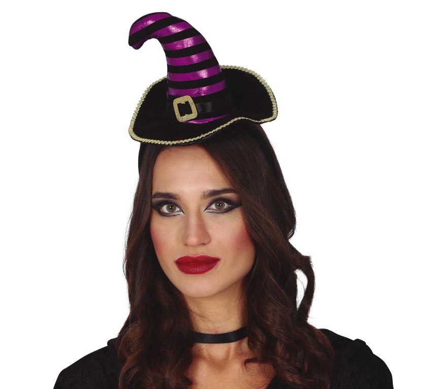BLACK/PURPLE MINI HAT WITCH TIARA