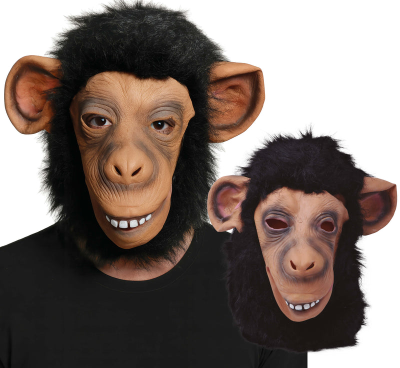 CHIMP MASK WITH HAIR, LATEX
