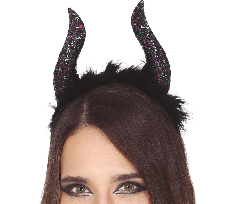 BLACK HORNS GLITTER TIARA