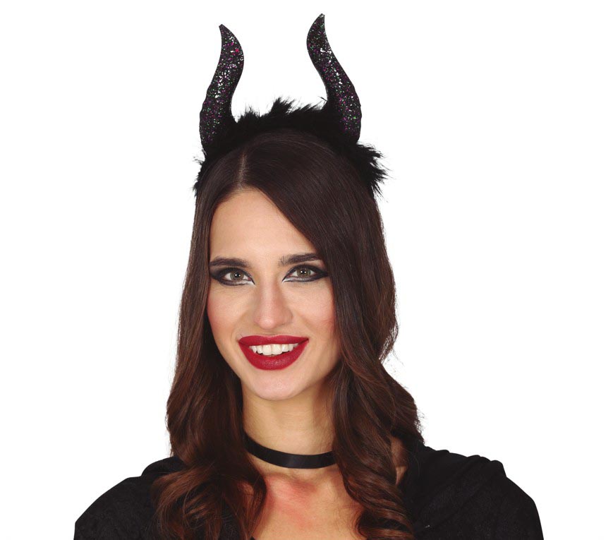 BLACK HORNS GLITTER TIARA