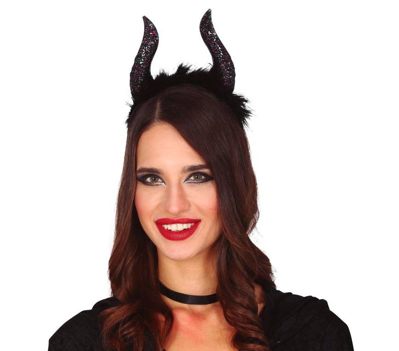 BLACK HORNS GLITTER TIARA