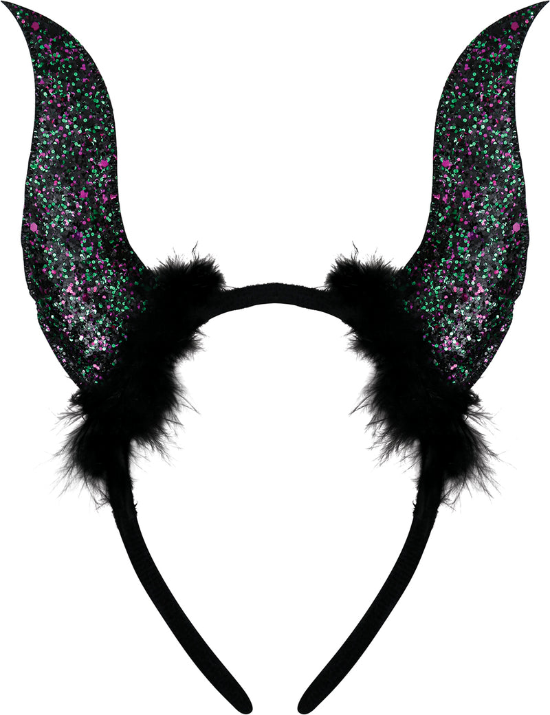 BLACK HORNS GLITTER TIARA