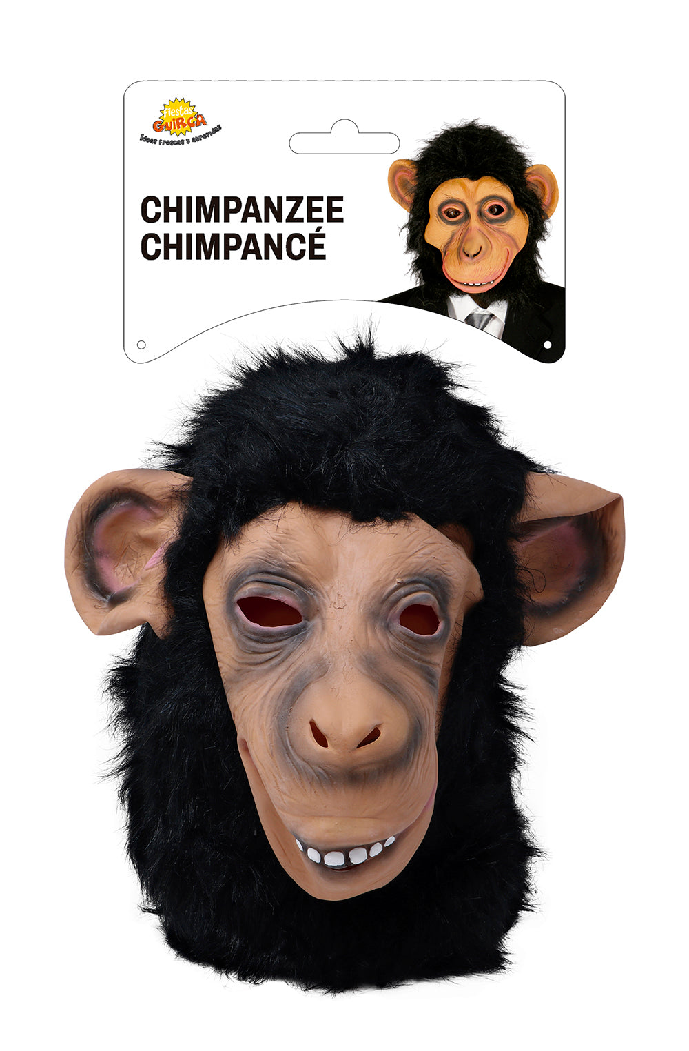 CHIMP MASK WITH HAIR, LATEX