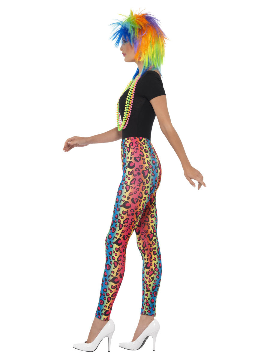 Neon Leopard Print Leggings, Multi-Coloured - 4