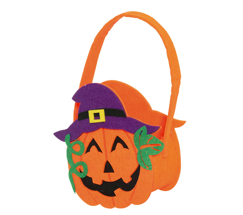 FELT PUMPKIN BASKET 12 X 20 CMS