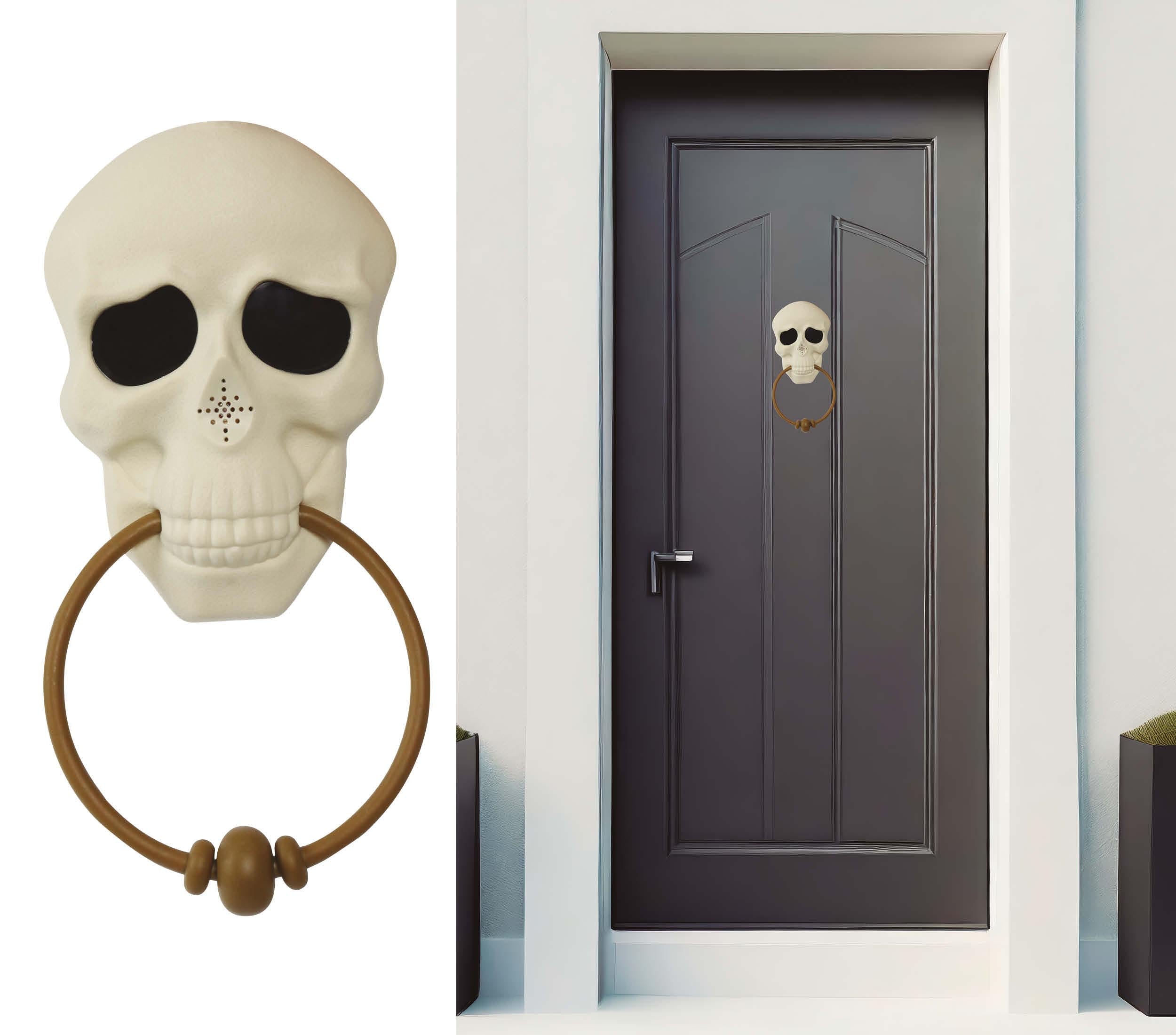 DOOR KNOCKER SKULL, LIGHT AND SOUND, 30 CM