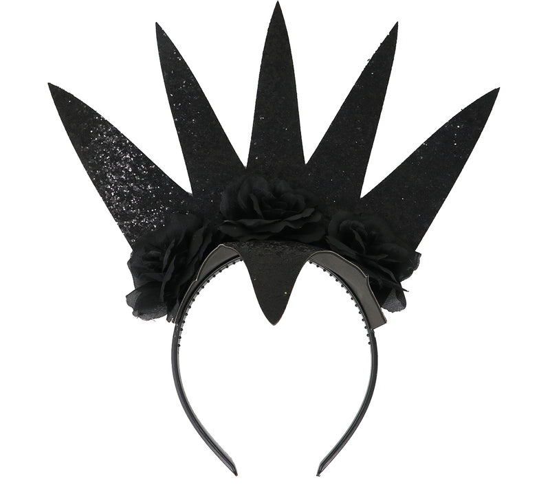 BLACK QUEEN TIARA WITH FLOWERS