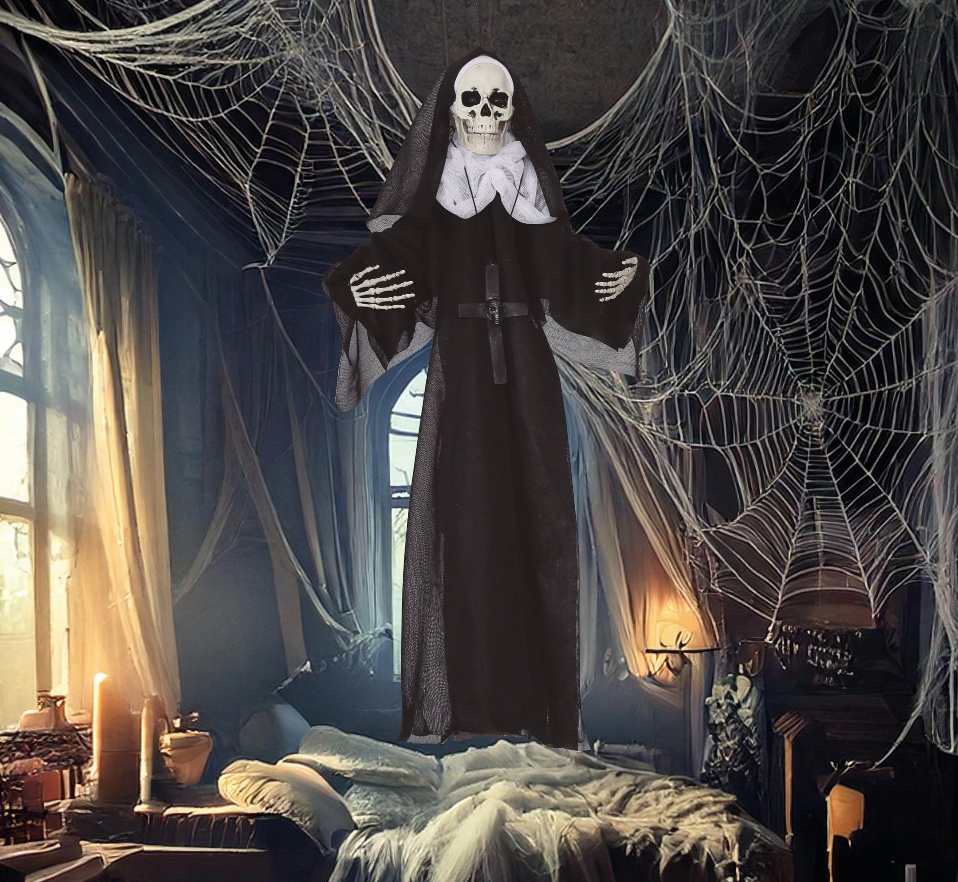 HANGING NUN SKELETON 50 CM