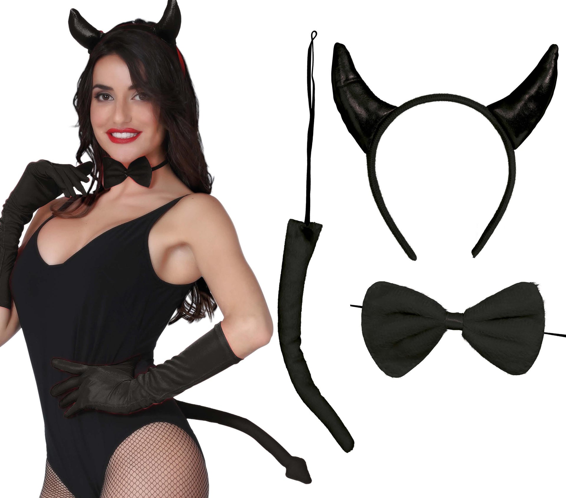 BLACK DEVIL SET 3 PIECES (HEADBAND, BOWTIE, TAIL)