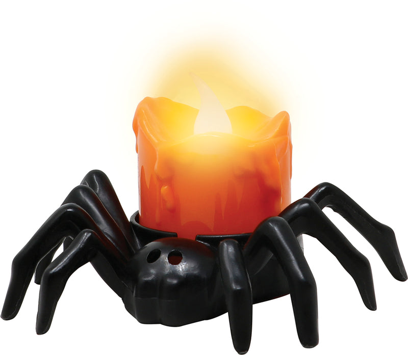 BOX OF 12 SPIDER WITH CANDLE 9X6 CMS