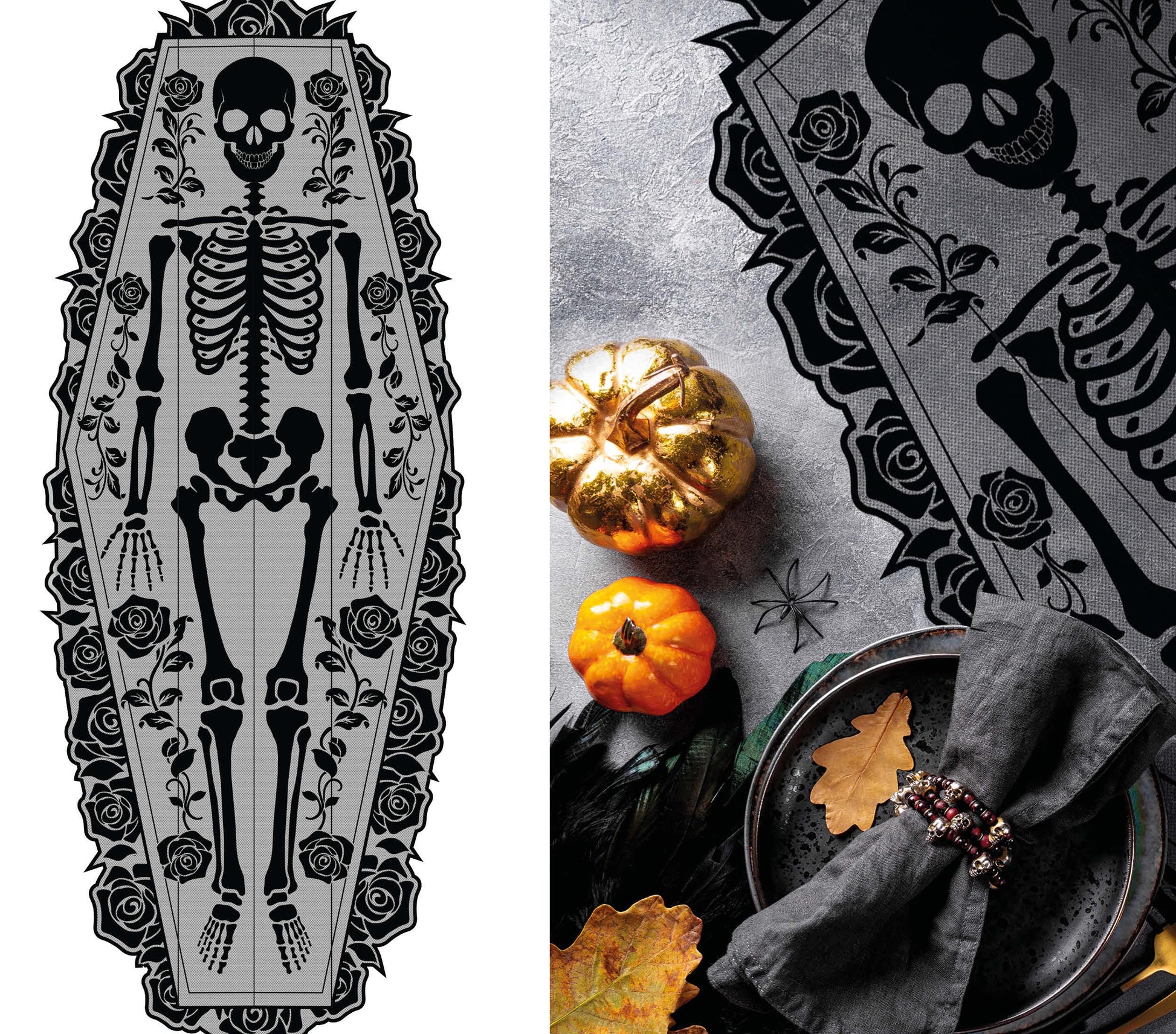 SKELETON TABLE RUNNER 183X60 CM