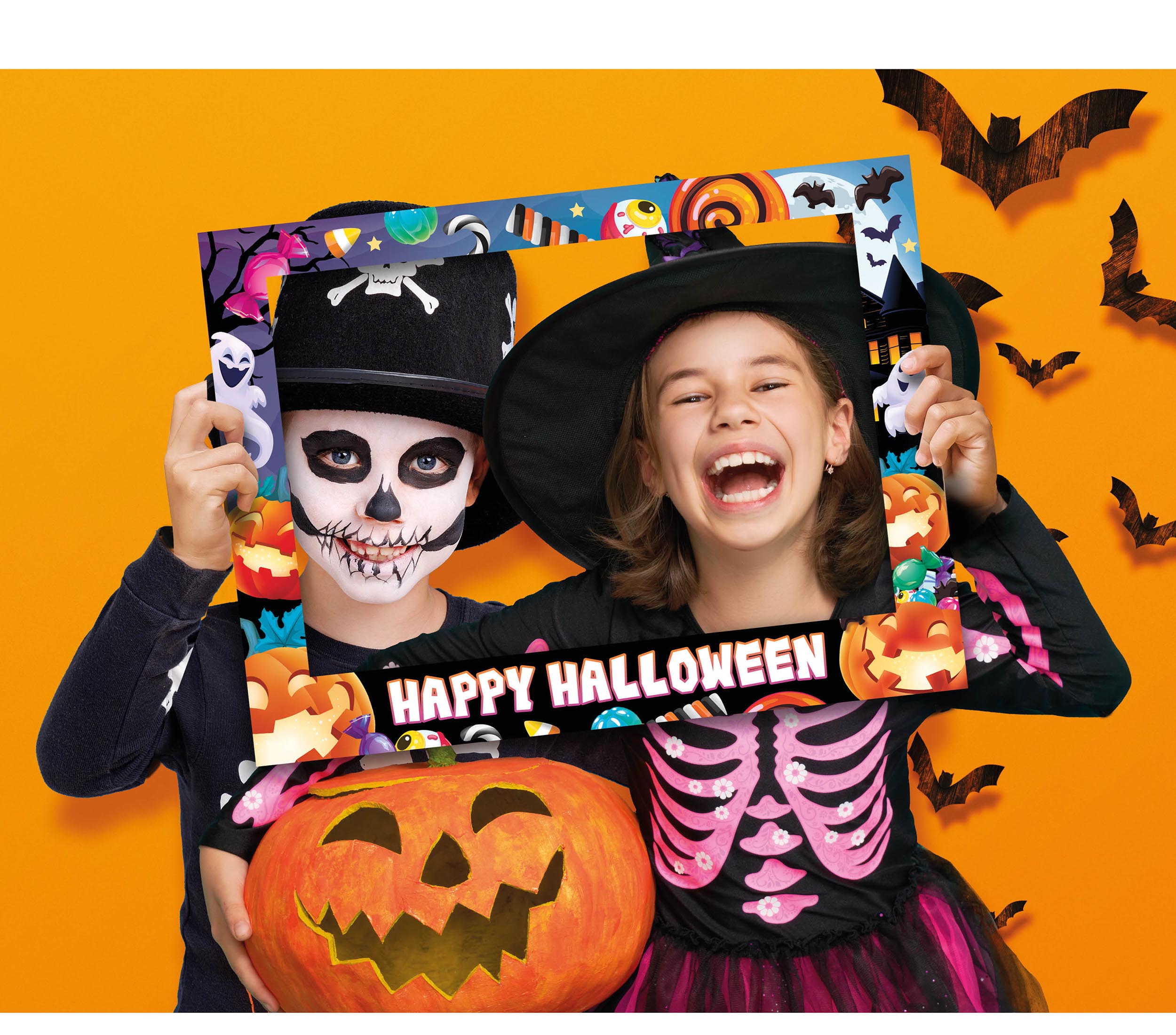 BOX 12 HALLOWEEN PHOTOBOOTH FRAMES 80X60 CM