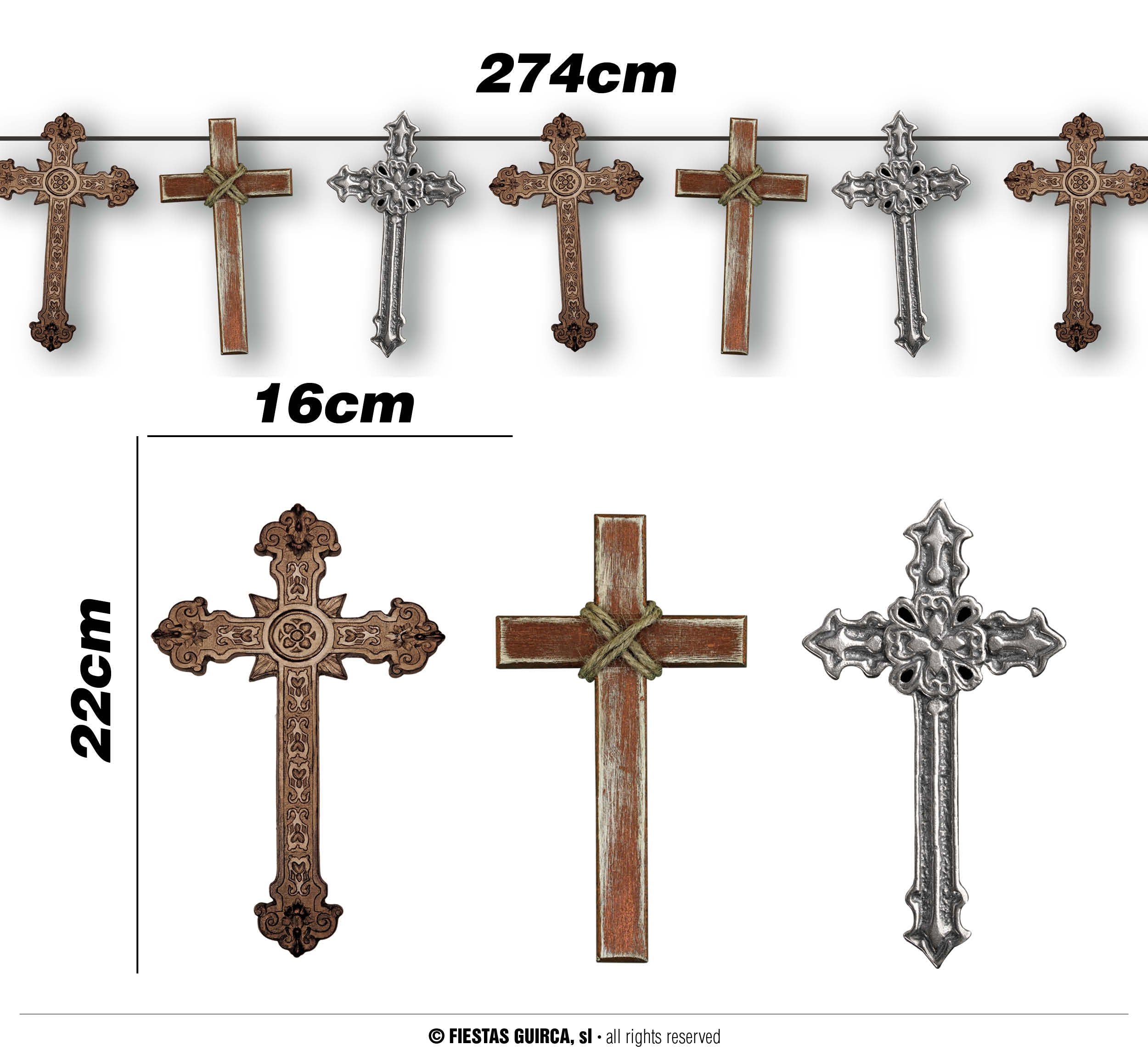 CROSSES GARLAND 274 CM 16X22 CM