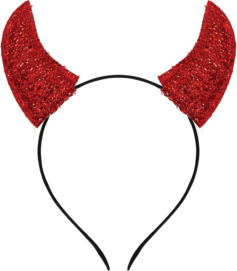 RED GLITTER HORNS HEADBAND