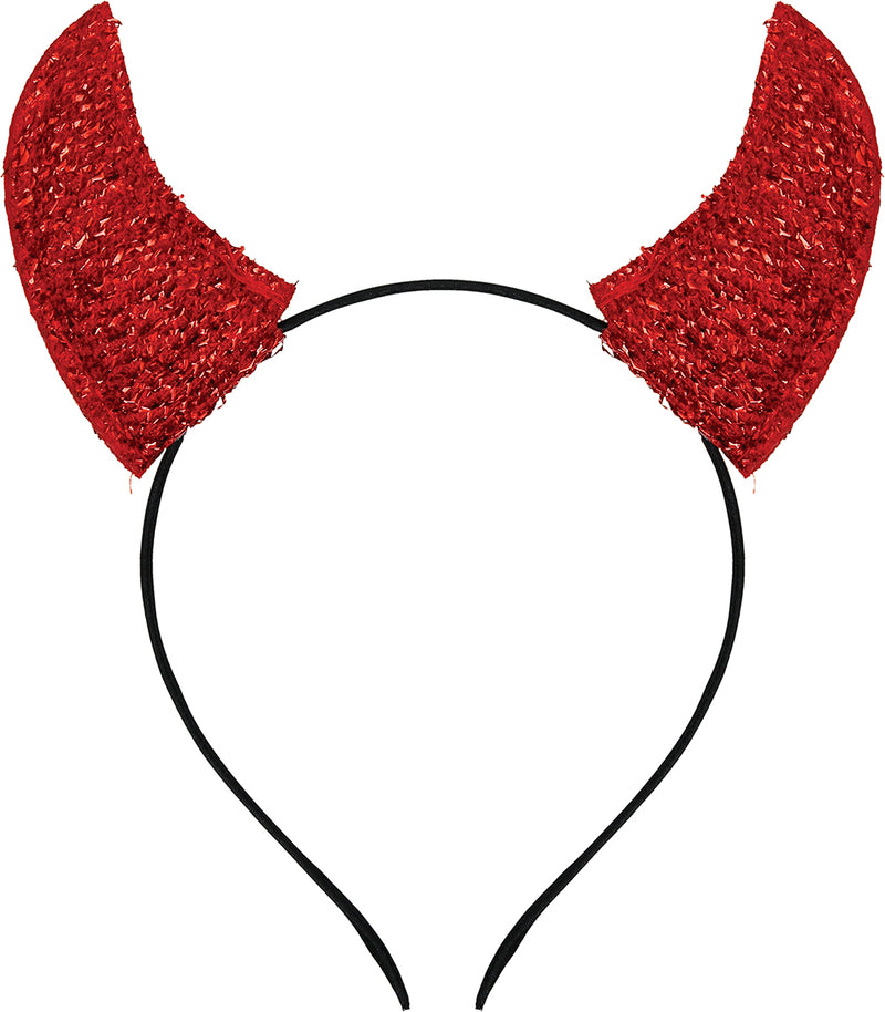RED GLITTER HORNS HEADBAND