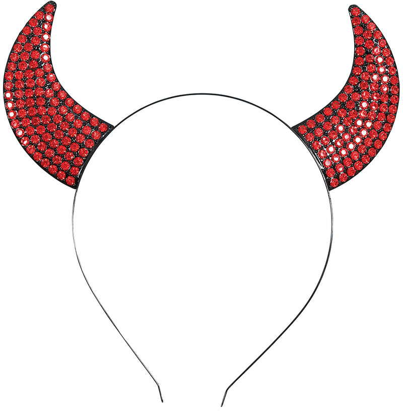 RED SHINY DEVIL HEADBAND, METAL