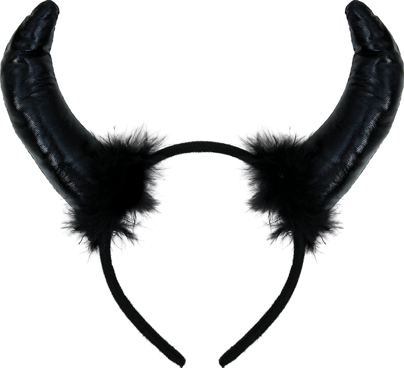BLACK DEVIL HORNS FEATHER HEADBAND