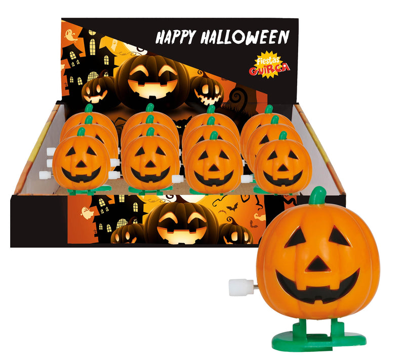 BOX OF 12 WIND-UP WALKING PUMPKINS, 5,5 CM
