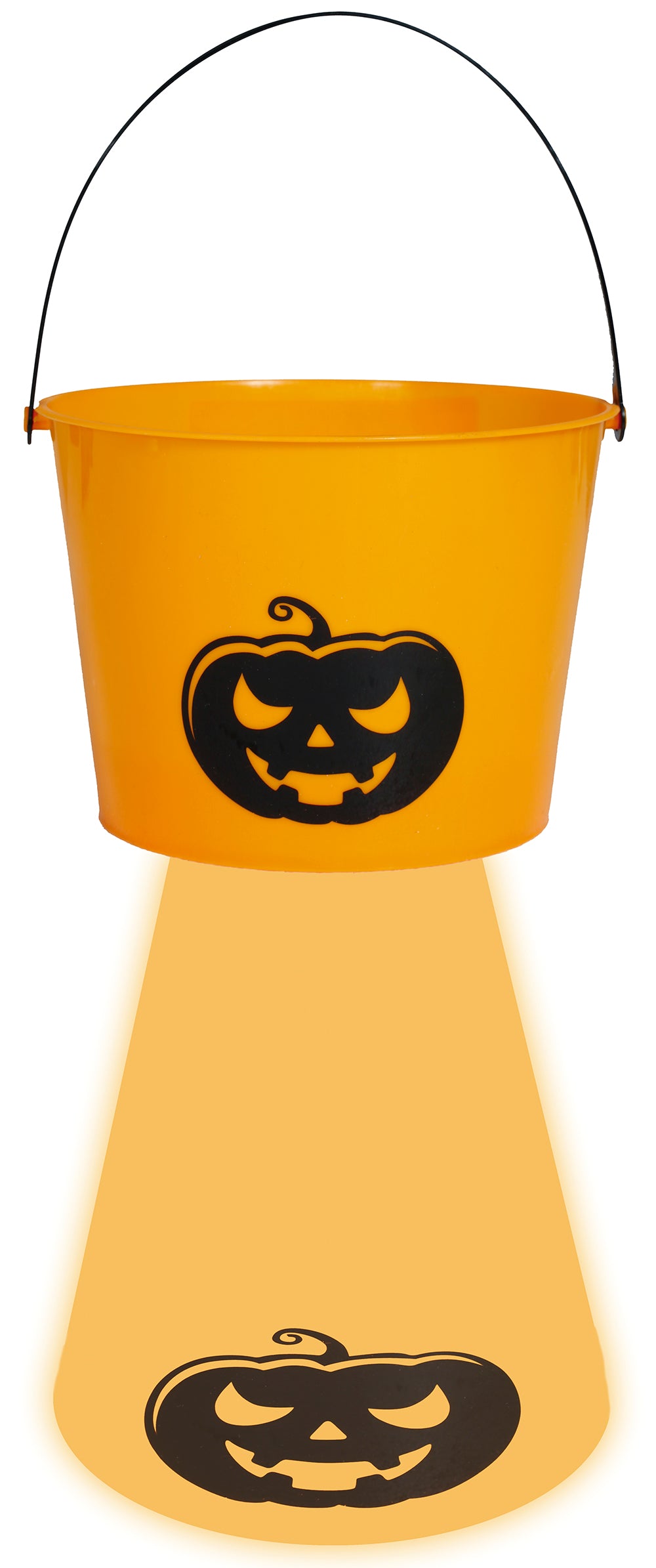 CANDY BUCKET WITH LIGHT UNDERNEATH, ORANGE, 15CM