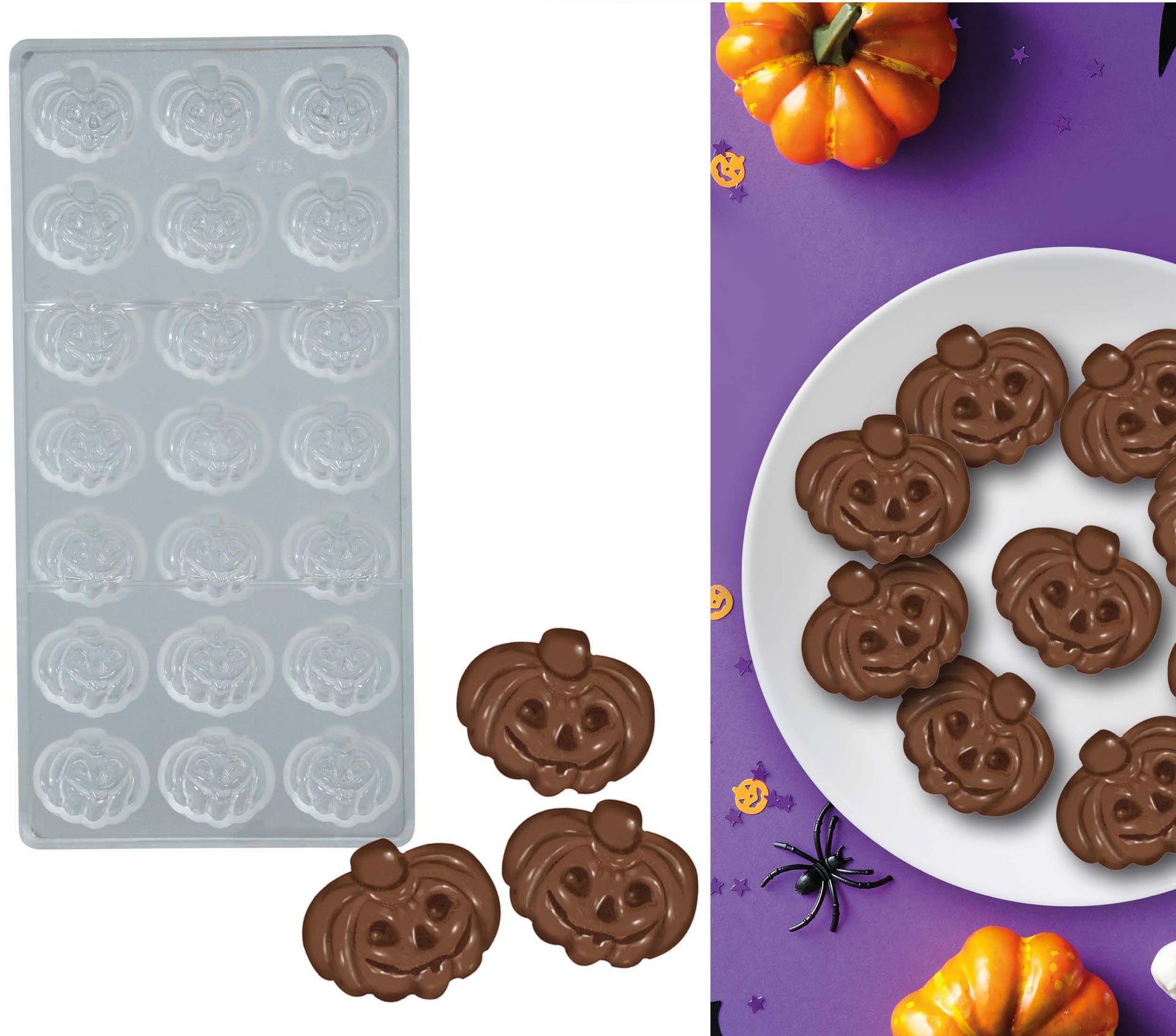 PUMPKINS MOLD FOR 21 CHOCOLATES, 27.5X13 CM