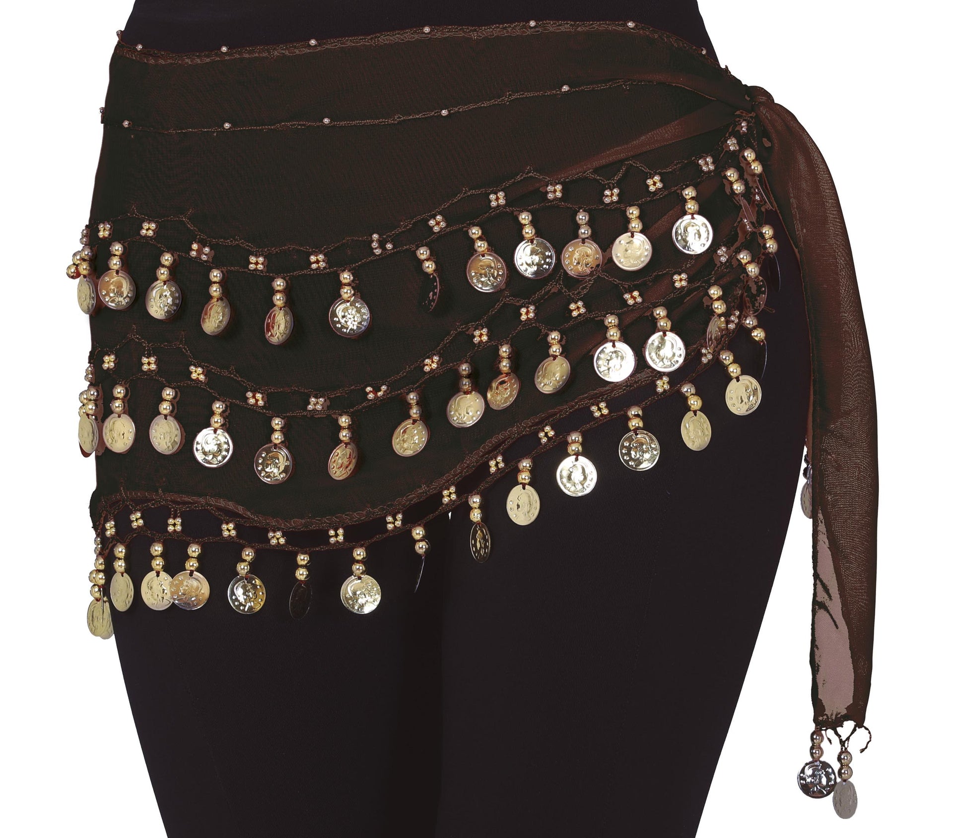 BELLY DANCE HIP SCARF WITH GOLD COINS